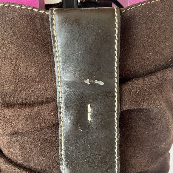 Predictions Womens 11 High Heel Brown Suede Slouchy Boots Mid Calf Boho Hippie - Picture 14 of 16